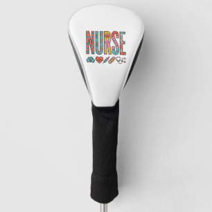 Couvre-club De Golf Typographie vintage d'infirmière icône médicale co