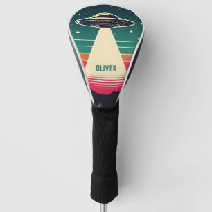 Couvre-club De Golf UFO Vintage au Coucher de Soleil Personnalisé