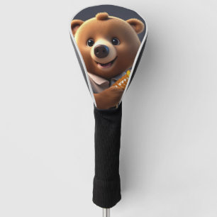 Couvre-club De Golf Un dessin animé d'ours brun qui adore manger du mi