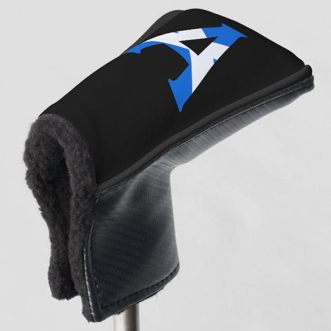 Couvre-club De Golf Un monogramme superposé sur le drapeau écossais (Devant 3/4)