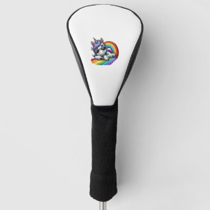 Couvre-club De Golf Unicorne cool avec lunettes de soleil sur Rainbow