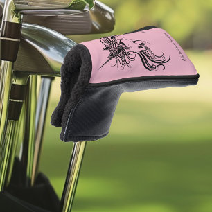 Couvre-club De Golf Unicorne d'encre noire tribale