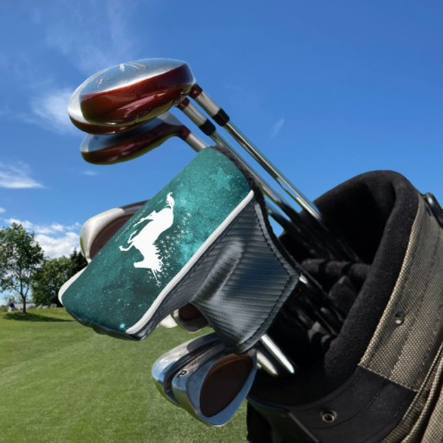 Couvre-club De Golf Unicorne turquoise Couverture personnalisée de la  (Teal Unicorn Personalized Golf Head Cover)