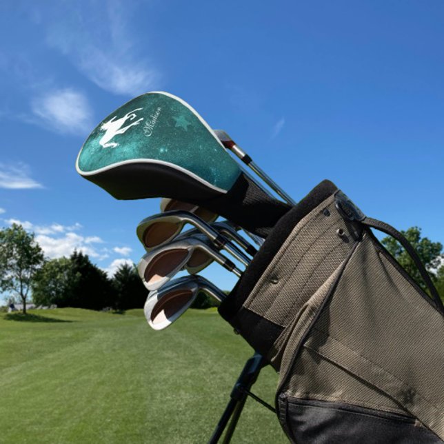 Couvre-club De Golf Unicorne turquoise Couverture personnalisée de la  (Teal Unicorn Personalized Golf Head Cover)