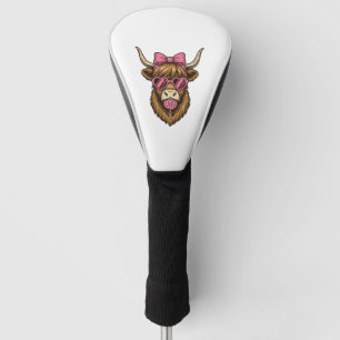 Couvre-club De Golf Vache Highland Mignonne avec Lunettes de Soleil à