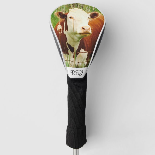 Couvre-club De Golf Vache mignonne Brown verte (Devant)