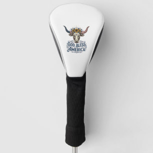 Couvre-club De Golf Vache patriotique Dieu bénisse l'Amérique Vintage