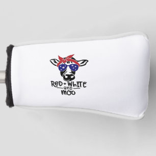 Couvre-club De Golf Vache patriotique rouge blanc et moo 4 juillet