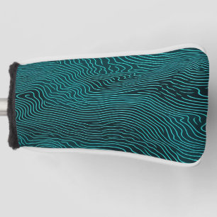 Couvre-club De Golf Vaporwave Rippling Turquoise et Dark Blue Line Mot