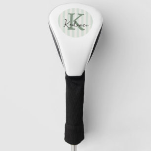 Couvre-club De Golf Vert sauge Charbon Monogramme personnalisé en cerc