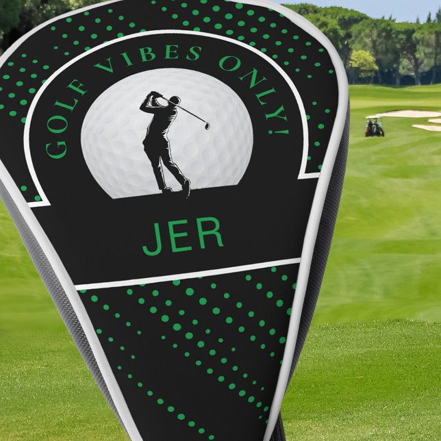 Couvre-club De Golf Vibes de golf mignonnes Citer Personnalisé Monogra (Créateur téléchargé)