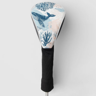 Couvre-club De Golf Vie marine baleine côtière corail bleu pêche (1)