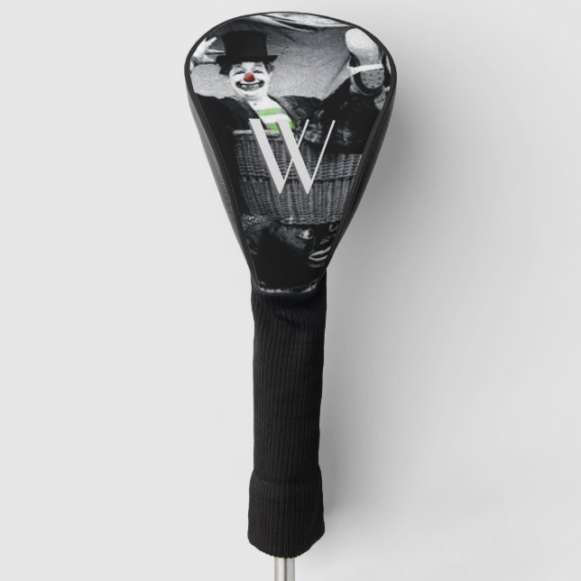 Couvre-club De Golf Vieux noir et blanc photo d'un clown de canon (Devant)