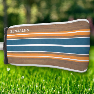 Couvre-club De Golf Vintage Surfboard Stripes - Subtle Wood Arrière -