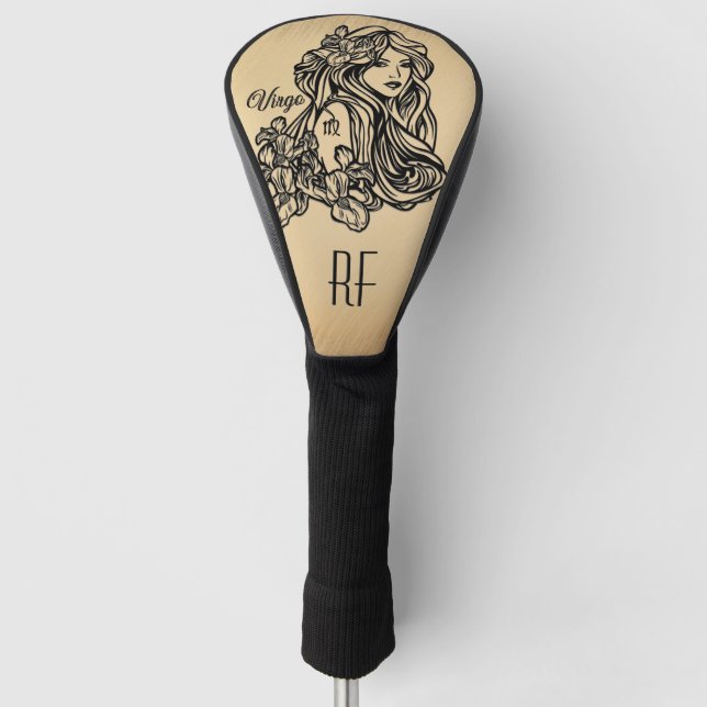Couvre-club De Golf Virgo Zodiac Monogramme rustique (Devant)