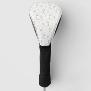 Couvre-club De Golf Visage Féminin Minimaliste Motif Ligne (1)