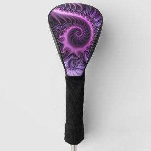 Couvre-club De Golf Vivid Cool Abstrait rose violet Fractal Art Spiral