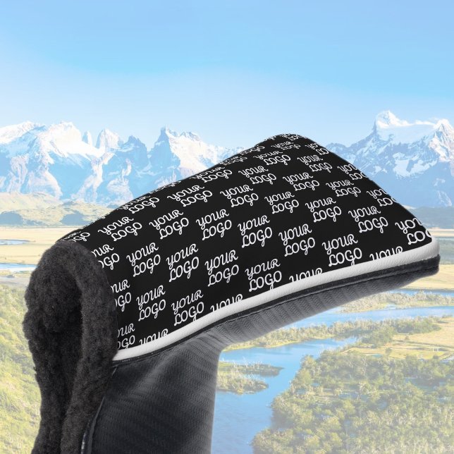 Couvre-club De Golf Votre logo | Simple répétition Motif de logo (Créateur téléchargé)