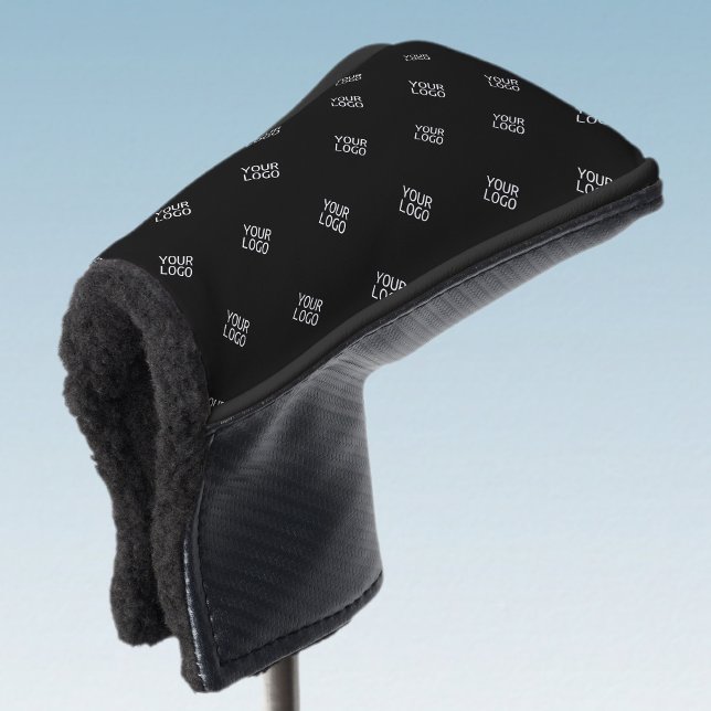 Couvre-club De Golf Votre Motif de logo simple et répétitif | Noir (Créateur téléchargé)