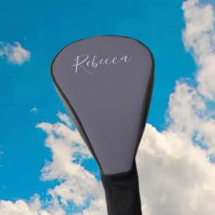 Couvre-club De Golf Votre nom Élégant script de lavande sur le viole