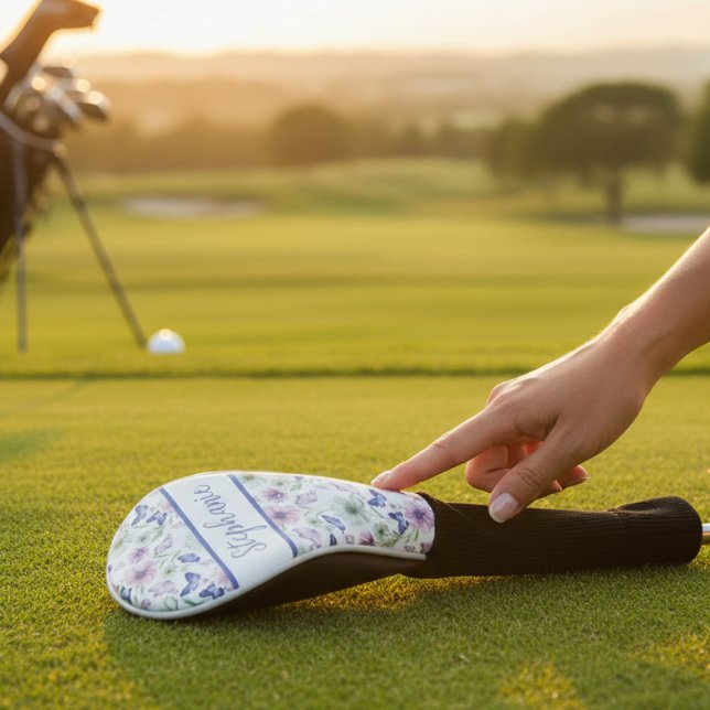 Couvre-club De Golf Watercolor Floral Butterfly (Personalized Wildflower Golf Head Cover)