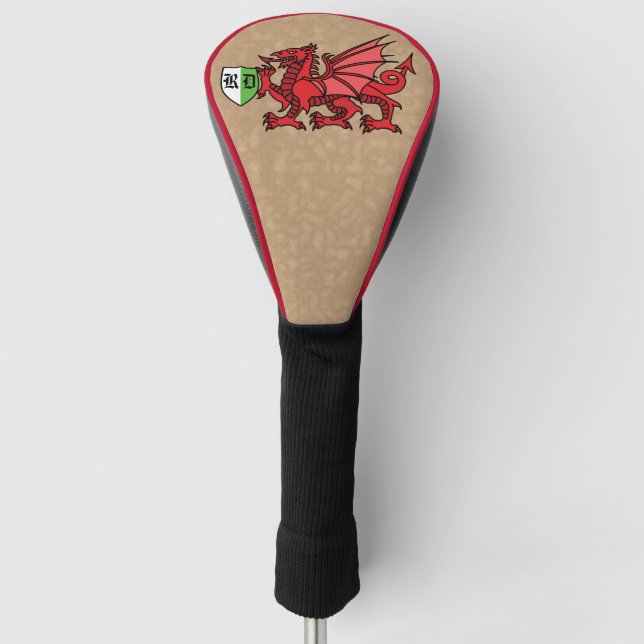 Couvre-club De Golf Welsh Dragon Custom Monogram Golf Head Cover (Devant)