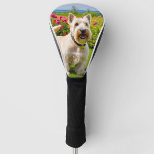 Couvre-club De Golf Wheaten Scottish Terrier jouant dans Flowers Grass