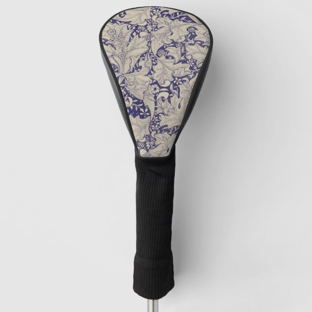 Couvre-club De Golf William Morris Wallflower bleu damas floral (Devant)