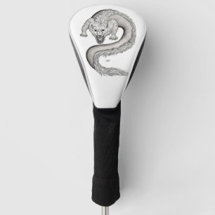 Couvre-club De Golf Wolfdragon design noir et blanc