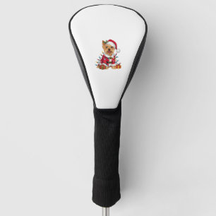 Couvre-club De Golf Xmas Lighting Santa Yorkshire Terrier Dog Christma