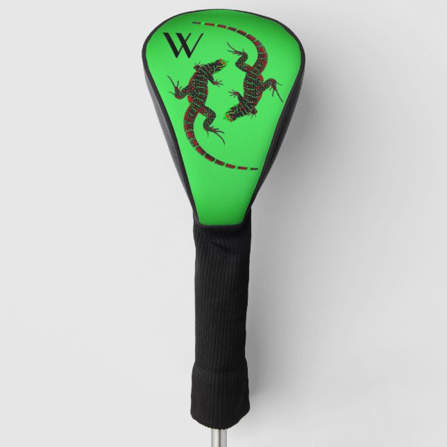 Couvre-club De Golf Yin Yang Lizards Noir initial (Devant)