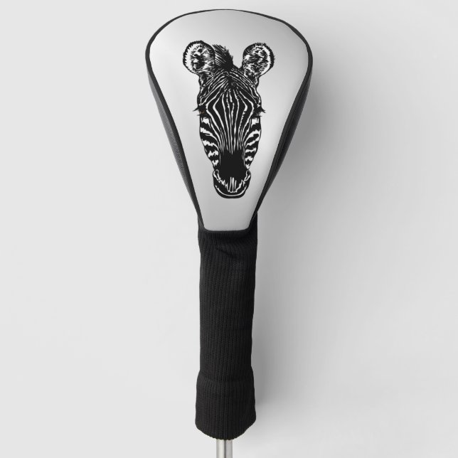 Couvre-club De Golf Zebra Head sur Silver (Devant)