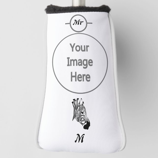 Couvre-club De Golf Zèbre avec bandes noires torsadées (Tourné à 90°)