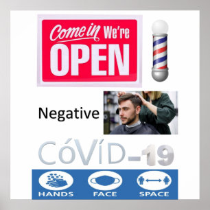 Covid 19 Barbershop Store Open Sign Poster Matte