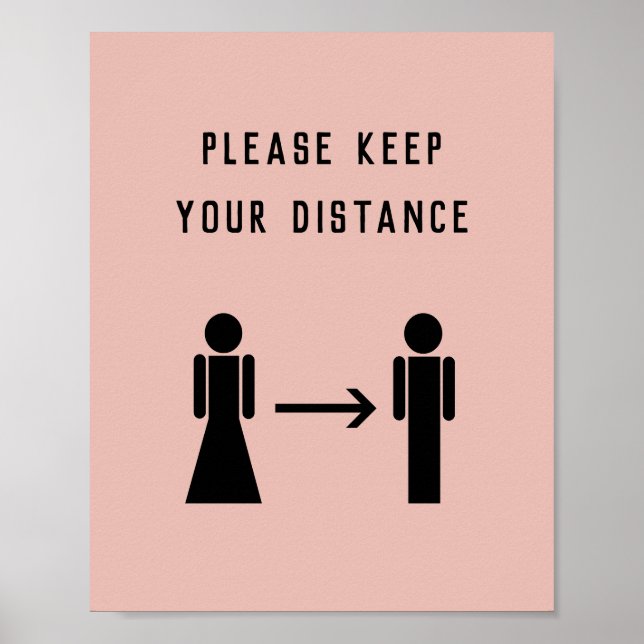 Covid Social Distances Salon Business Pink Poster (Devant)