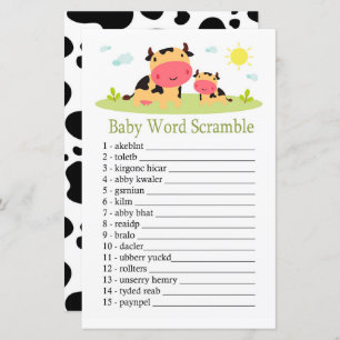 Cow Baby mot scramble jeu