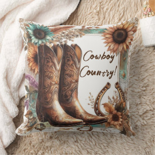 Cow-boy Pays Oreiller Rustique