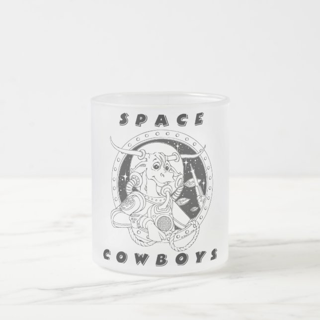 Cow-boys Space Frosted Glass Mug (Centre)