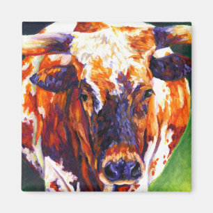 Cow-girl - aimant de vache à Longhorn