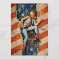 Cow-girl invitations vilains patriotiques de