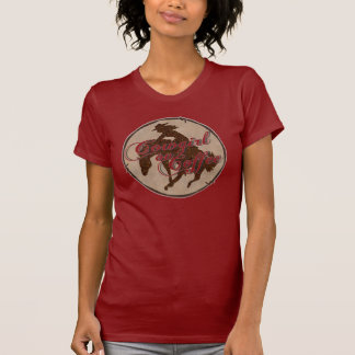 Cow-girl sur le T-shirt de rouge de café