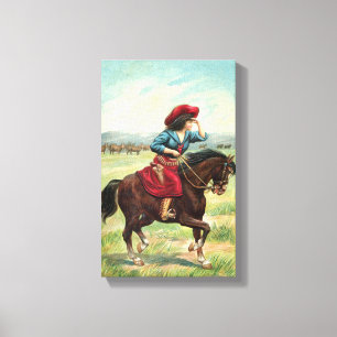 Cow-girl vintage 9"" copie de la toile x14.5
