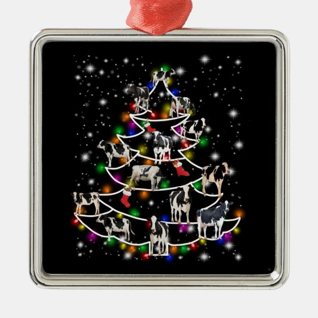 Cow Lover | Drôle Vache Arbre de Noël Ornements (Devant)