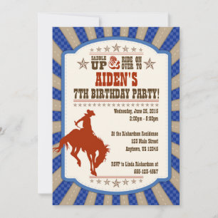 Cowboy 7e anniversaire fête Invitation