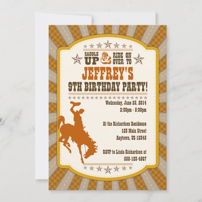 Cowboy 9e anniversaire de fête Invitation (Devant)