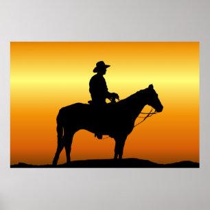 Cowboy à Sunset Wall Poster murale