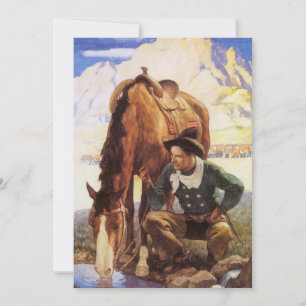 Cowboy arroser son cheval par NC Wyeth, Art Vintag