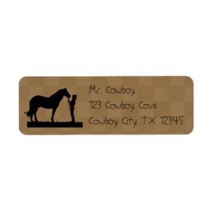 Cowboy avec ses étiquettes d'Avery d'adresse de