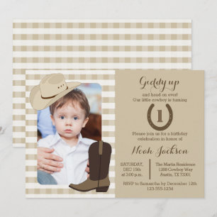 Cowboy Birthday Wild West Party Photo Invitation