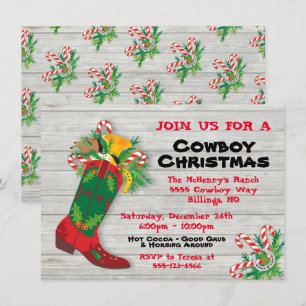Cowboy Boot Christmas Party Carte de vacances